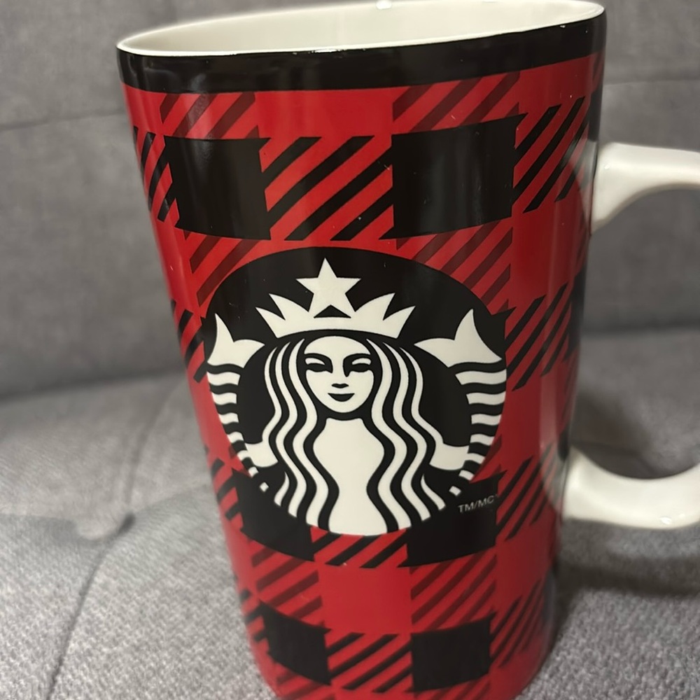 Starbucks 16oz Buffalo Plaid Mermaid Ceramic Mug
